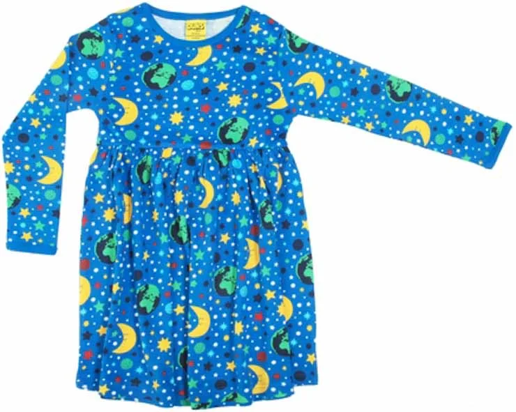 DUNS Long Sleeved Gathered Dress - Mother Earth Blue